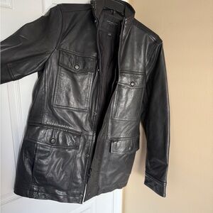 Marc New York Black Leather Military Jacket